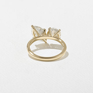 2.0ct Marquise & 1.40ct Round Cut Moissanite Toi Et Moi Engagement Unique Ring Designs With Matching Band