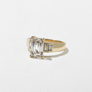 2.0ct Emerald Five Stone Moissanite Diamond Unique Engagement Ring With Matching Band