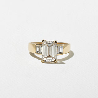 2.0ct Emerald Cut Diamond Unique Five Stone Band Engagement Ring