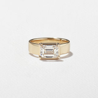 1.70ct Emerald Cut East West Diamond Unique Band Engagement Ring