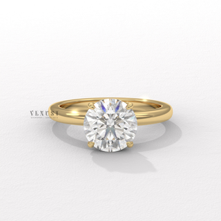 Round lotus prong moissanite engagement ring front view