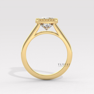 Cushion unique bezel moissanite ring top view