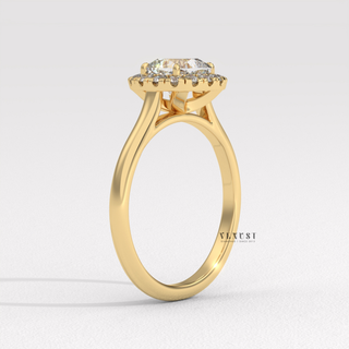 Halo Solitaire Cushion Cut Moissanite Engagement Ring top view