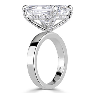 Radiant solitaire moissanite ring close up detail