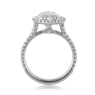 Elongated marquise moissanite halo pave ring angled sparkle view