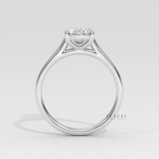 Elegant oval cathedral solitaire ring design