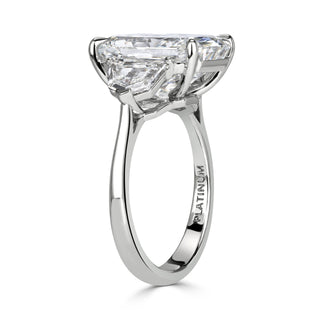 Radiant three stone moissanite engagement ring stone detail view