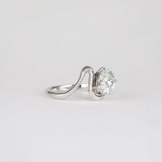 1.25ct Oval Cut Curved Unique Diamond Moissanite Engagement Ring And Matching Band