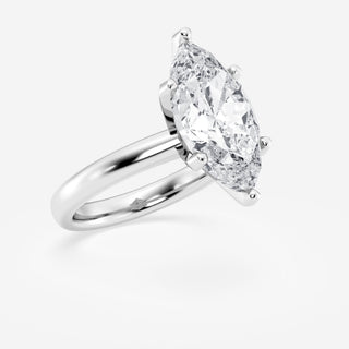 Bold 1.0ct marquise solitaire moissanite ring angled view showing its sparkle