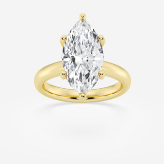 Bold 1.0ct marquise solitaire moissanite ring close up of the setting