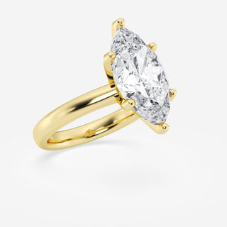 Bold 1.0ct marquise solitaire moissanite ring shown on a finger