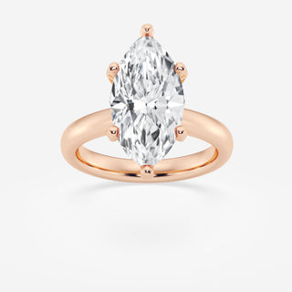 Bold 1.0ct marquise solitaire moissanite ring three quarter angled view