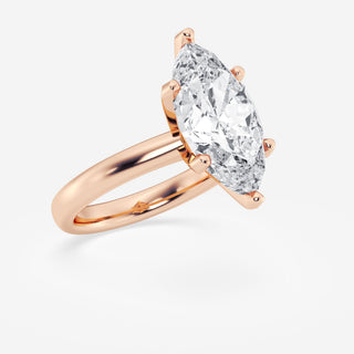 Bold 1.0ct marquise solitaire moissanite ring detail view of the band