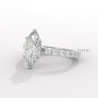 Marquise cut ring with elongated center stone