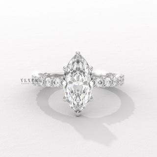 Marquise cut moissanite engagement ring side profile