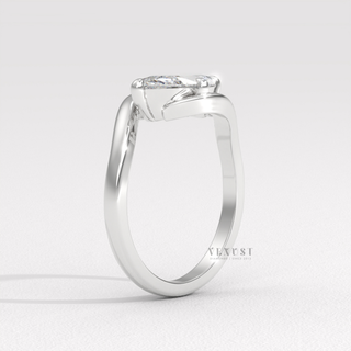 East west marquise bypass ring with moissanite center