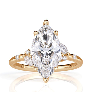Marquise cluster moissanite engagement ring front view