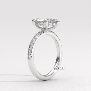 Classic Pave Marquise Cut Moissanite Engagement Ring setting detail