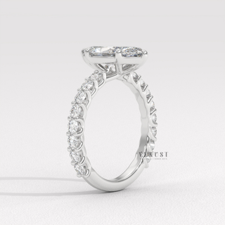 Rose gold marquise cut moissanite ring top view
