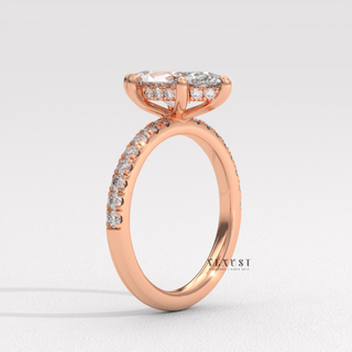 Classic Pave Marquise Cut Moissanite Engagement Ring top view