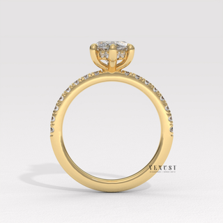 Classic Pave Marquise Cut Moissanite Engagement Ring sparkle close-up