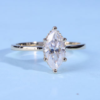 Timeless 1.50ct marquise moissanite ring front view