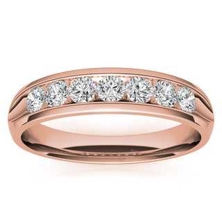 0.7ct Round Channel Men's Moissanite Wedding Band In Yellow Gold