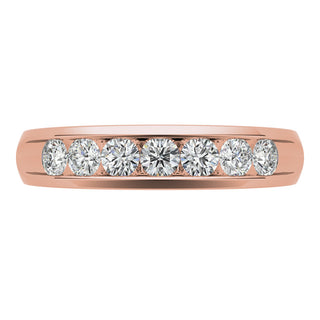 0.7ct Round Channel Men's Moissanite Wedding Band In Yellow Gold
