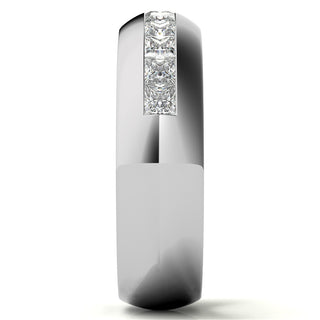 Princess Diamond Channel Moissanite Men's Wedding Band In Yellow Gold
