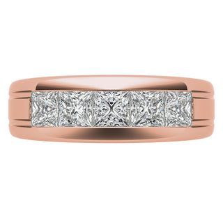 Princess Cut Channel Moissanite Men's Diamond Wedding Band