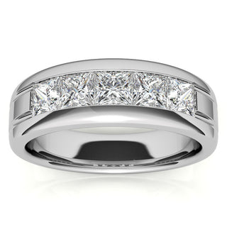 Princess Cut Channel Moissanite Men's Diamond Wedding Band