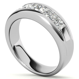 Princess Cut Channel Moissanite Men's Diamond Wedding Band