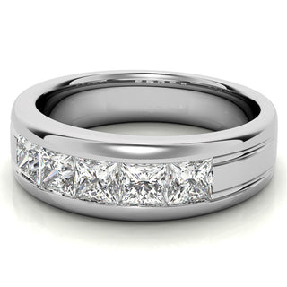 Princess Cut Channel Moissanite Men's Diamond Wedding Band