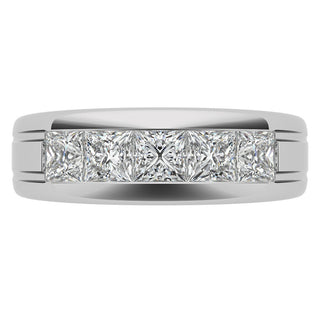 Princess Cut Channel Moissanite Men's Diamond Wedding Band