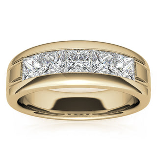 Princess Cut Channel Moissanite Men's Diamond Wedding Band
