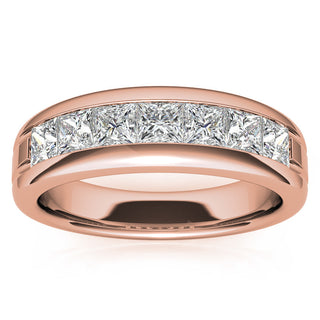 Princess Diamond Cut Channel Moissanite Men's Wedding Band
