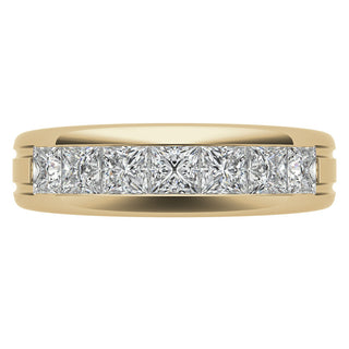 Princess Diamond Cut Channel Moissanite Men's Wedding Band