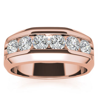 Round Cut Channel Men's Moissanite Wedding Band