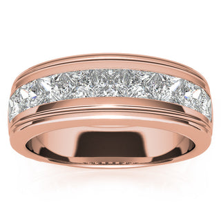Princess Brilliant Cut Sparkling Moissanite Wedding Band front view