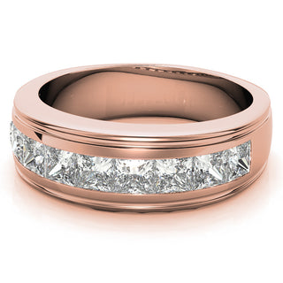 Princess Brilliant Cut Sparkling Moissanite Wedding Band top view
