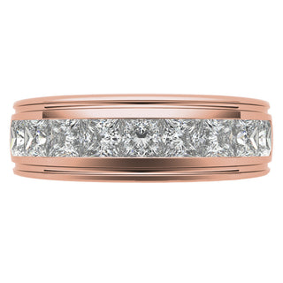 Princess Brilliant Cut Sparkling Moissanite Wedding Band on hand