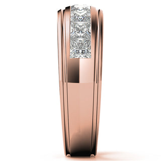 Princess Brilliant Cut Sparkling Moissanite Wedding Band angle view