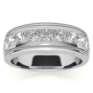 Princess Brilliant Cut Sparkling Moissanite Wedding Band band view