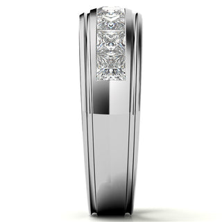 Princess Brilliant Cut Sparkling Moissanite Wedding Band top view