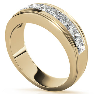 Princess Brilliant Cut Sparkling Moissanite Wedding Band angle view