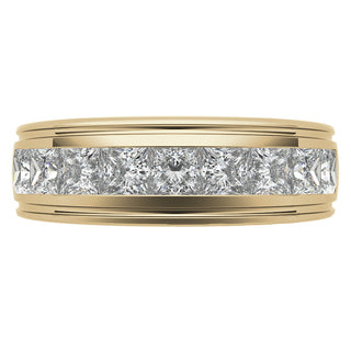 Princess Brilliant Cut Sparkling Moissanite Wedding Band full view