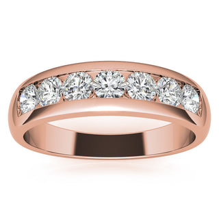 Round Brilliant Cut Moissanite Wedding Band Anniversary front view