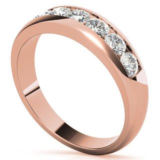 Round Brilliant Cut Moissanite Wedding Band Anniversary side view