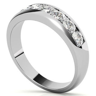Round Brilliant Cut Moissanite Wedding Band Anniversary full view