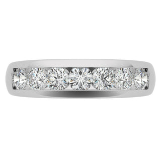 Round Brilliant Cut Moissanite Wedding Band Anniversary side view